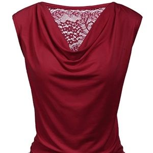 Measeor Womens Ruched Cowl Neck Sleeveless tank